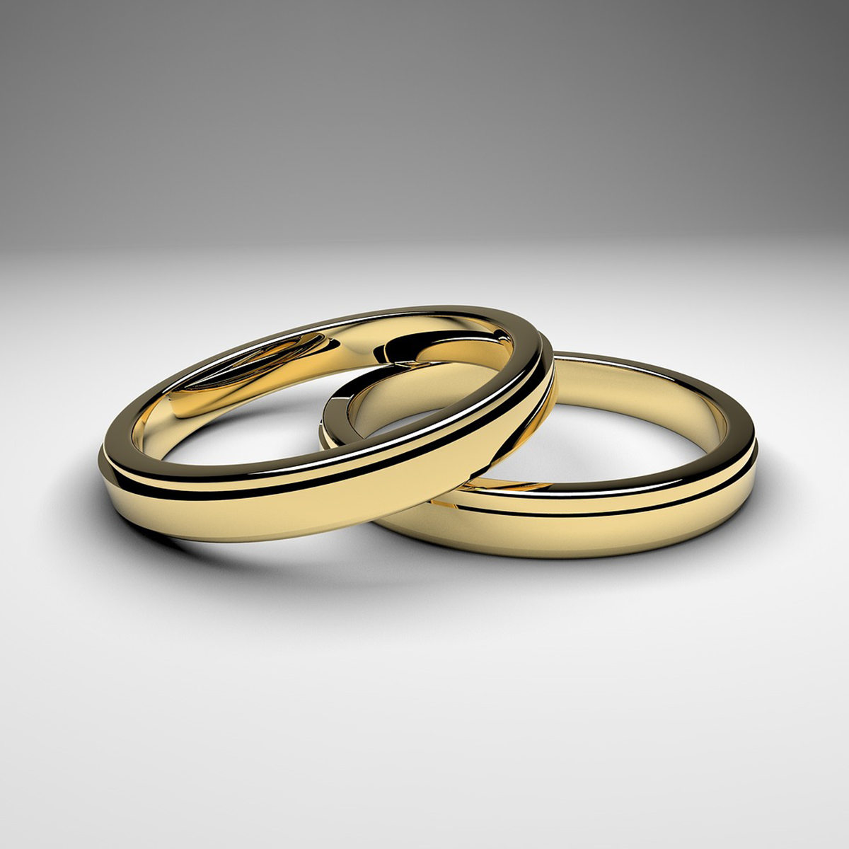 Classic Polished Gold-Plated Couple Rings (Set of 2)